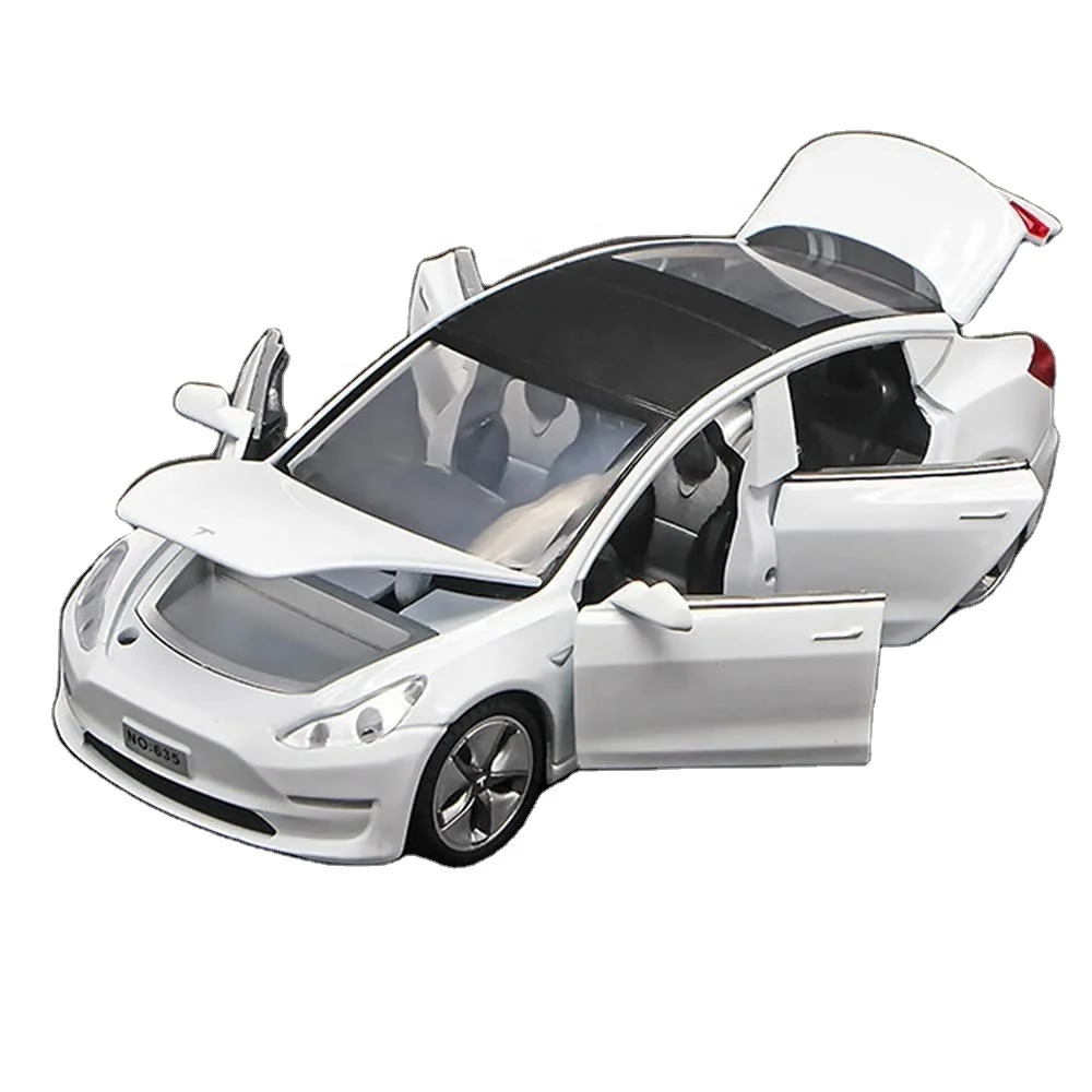 Tesla Model 1:32 Scale Diecast Metal Alloy Car Vehicle Lights Sound Toy For Kids