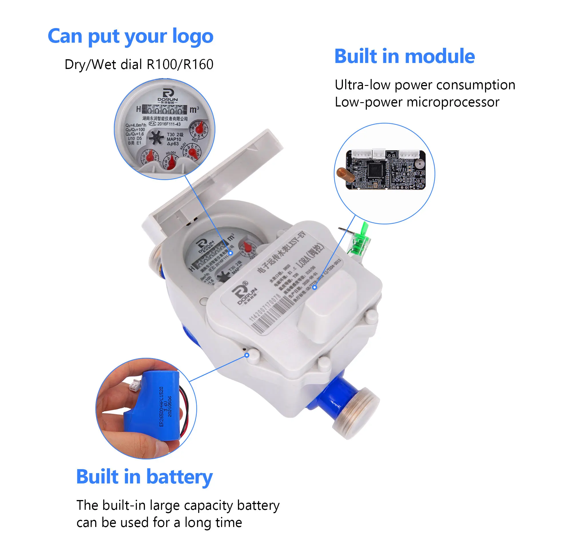 Smart Lora Water Meter Wireless Remote Reading Lorawan Nb Iot