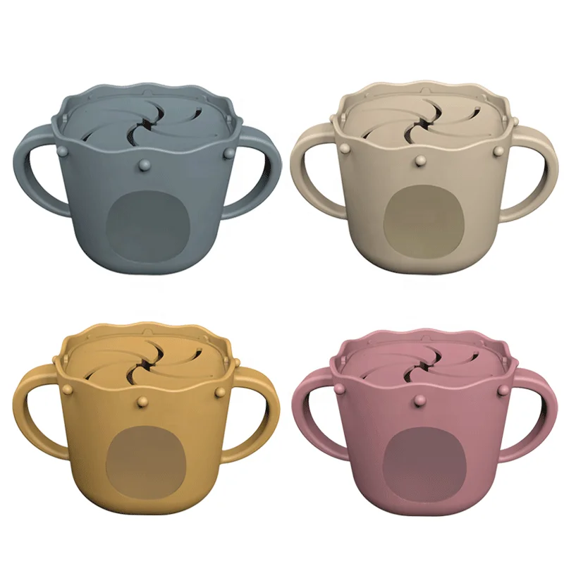 Custom Silicone Baby Cups with Handles  Kids baby snack cup ODM OEM silicone snack cup baby