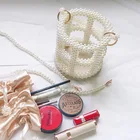 Beaded Spot Handmade Beaded Bucket Bag Hollow Round Women's Handbag Imitation Pearl Bag