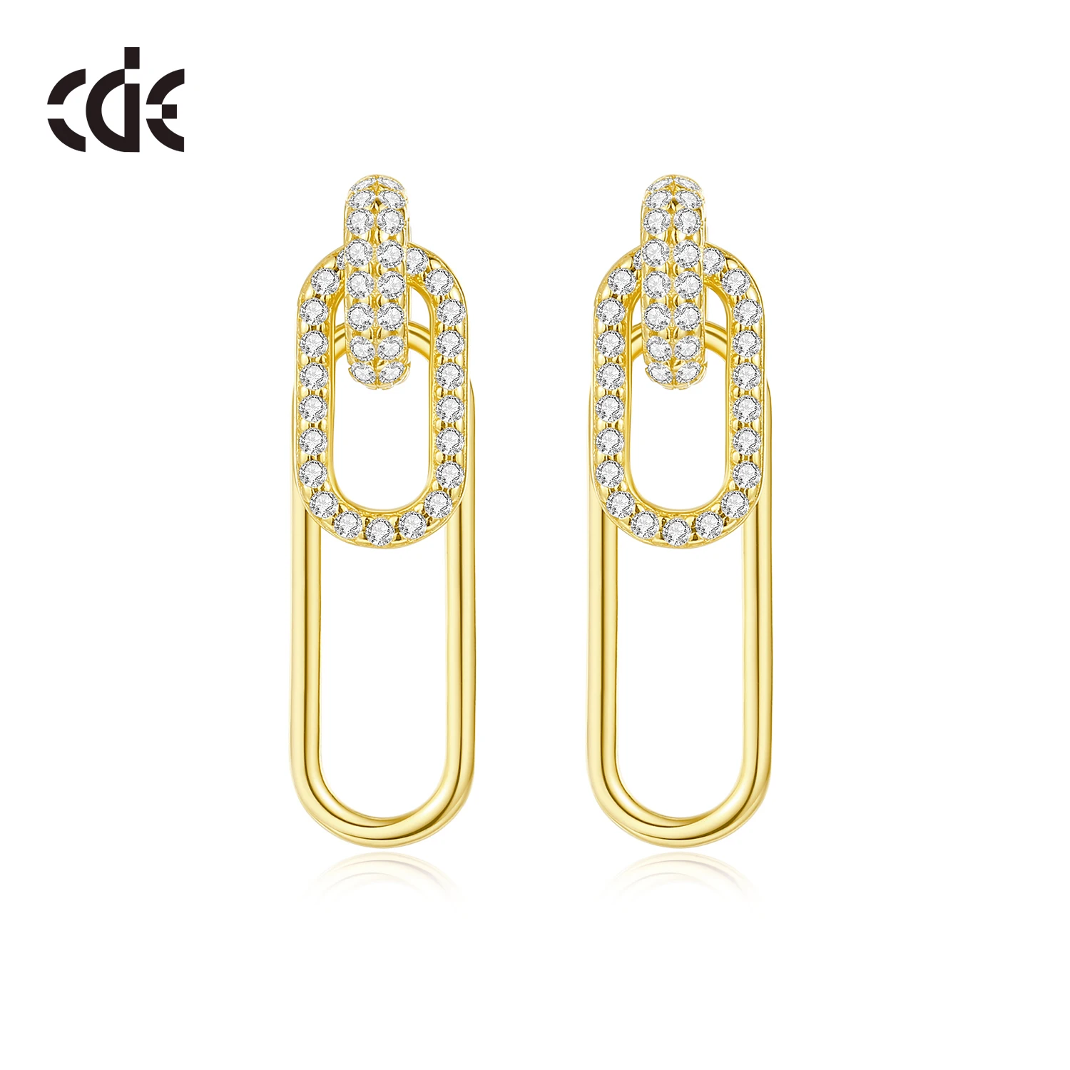 CDE YE1886 Luxury Jewelry 925 Sterling Silver 18K Gold Plated Chain Pendant Earrings 5A Cubic Zirconia Women Dangle Earrings