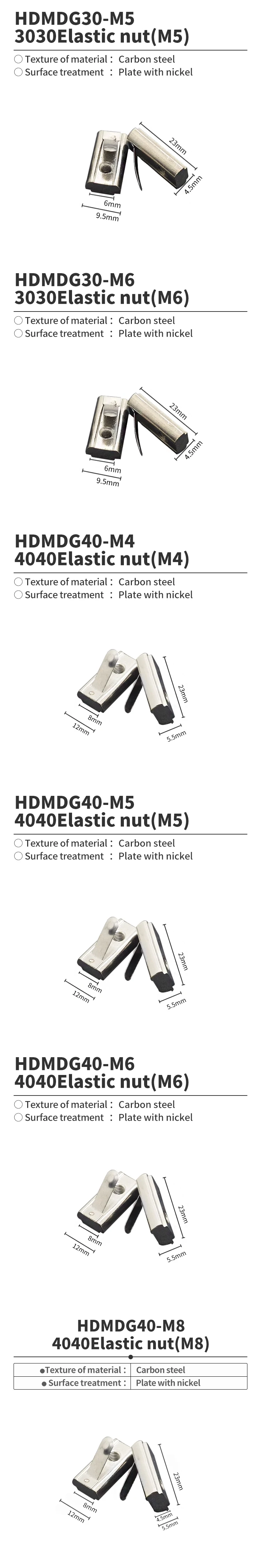 Aluminum Profile Accessories, Spring Nuts, Elastic Positioning Blocks, 30/40 Aluminum Profiles, M3-M4-M5-M6-M8 details