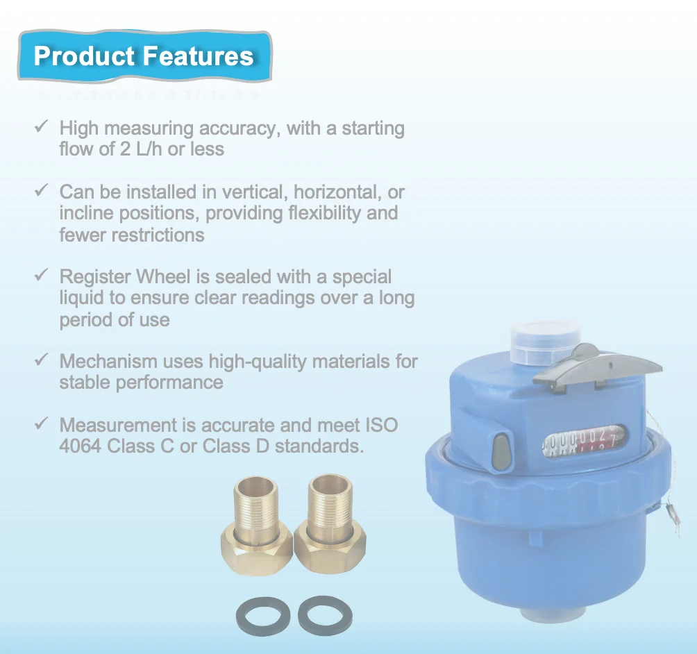 Volumetric Piston Rotary Water Meter R Brass With Chrome Plated