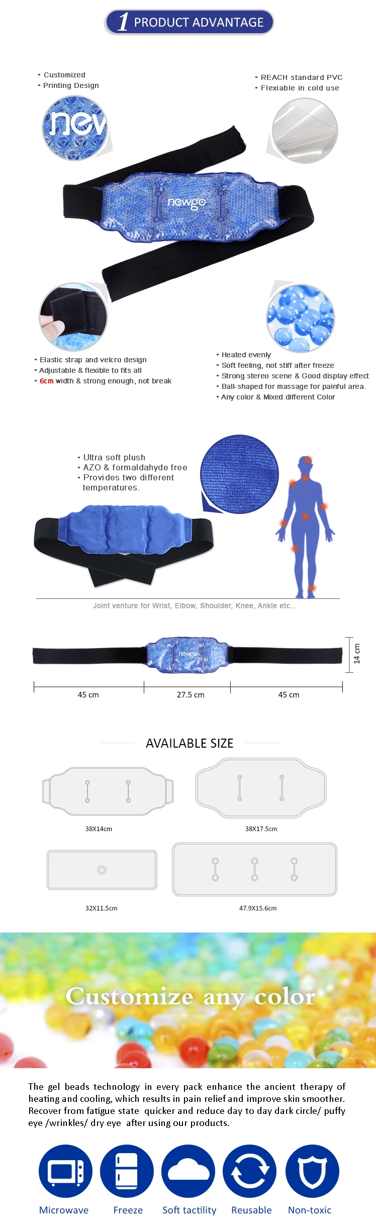 Crystal Gel Bead Reusable Ice Pack Heating Pads For Menstrual Cramps