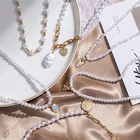 Pearl Necklace VKME Trendy Simple Gold Plated Pearl Necklace For Women Alloy Beaded Pearl Necklace Jewelry