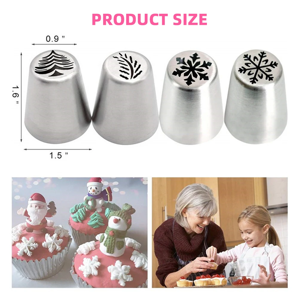 Custom christmas shape 1 piece  pastry cake cream baking decorating icing stainless steel large russian piping tips