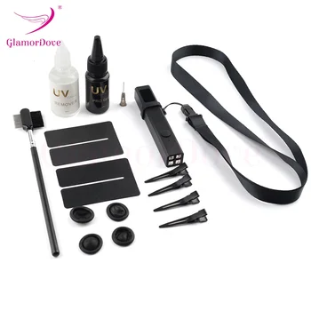 GlamorDove UV LED Light Extensions Tools Kit Hair Extension Tool System With UV Light Machine,Glue,Brush,Remover,Guard