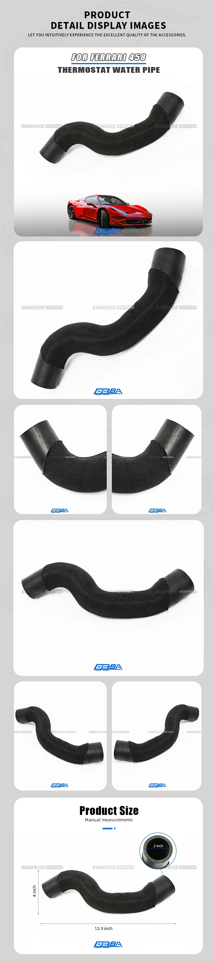 OEM 266873 Coolant Thermostat Pipe for Ferrari 458 Italia Speciale V8 Turbo Rubber Material Replacement Hose Kit details