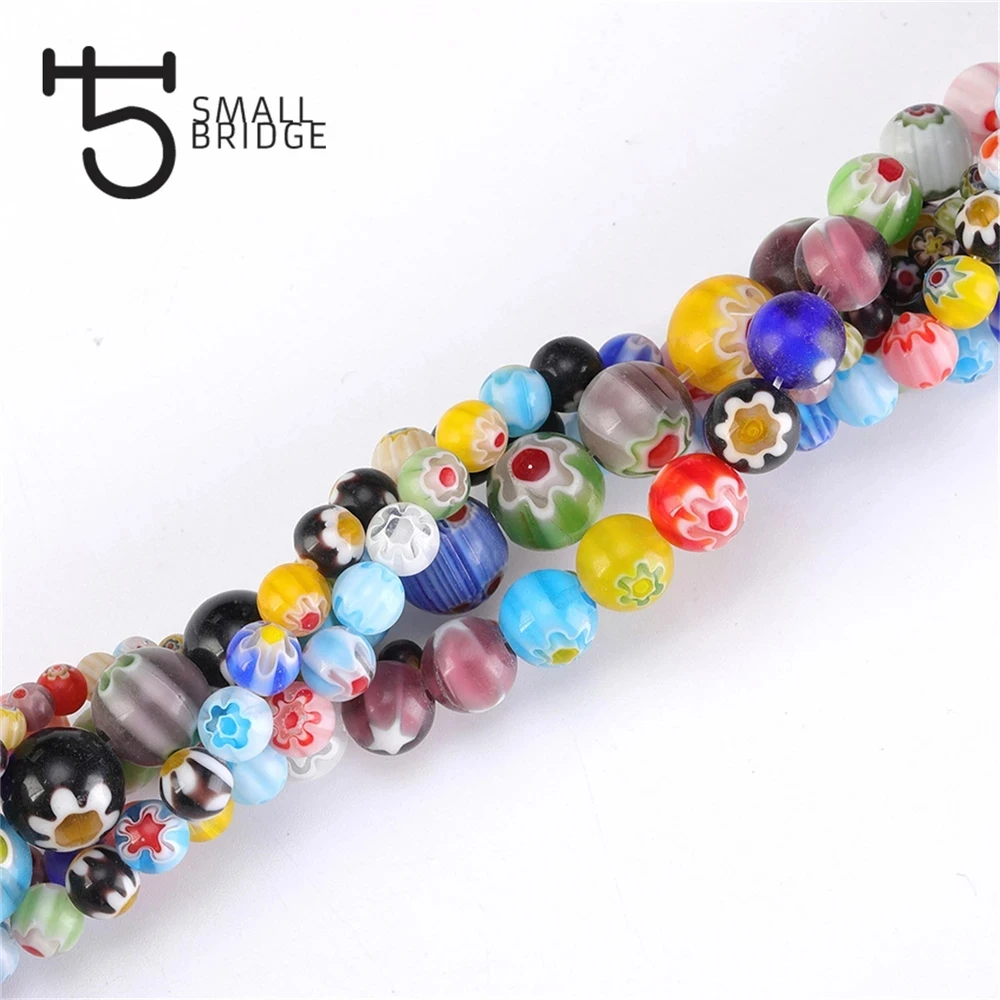 product wholesale 6 8 10mm murano lampwork flower beads for jewelry making diy crafts accessories multicolor round glass beads-34