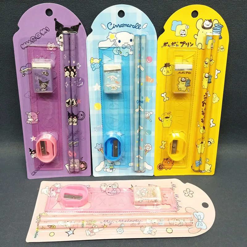 MB1 Cute Sanrio Stationery Set With Pen Kuromi Melody Sharpener Eraser Set Sanrio Accessories School Supplies