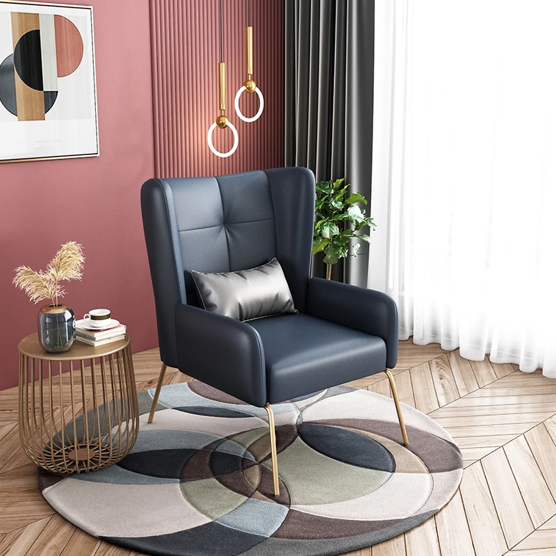 Modern metal legs upholstery armchair living room modern leather accent chair