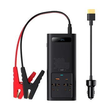Baseus 300W DC 12V to AC 220V CN/EU Digital Display Auto Power Inversor USB Type C For Car Power Adapter