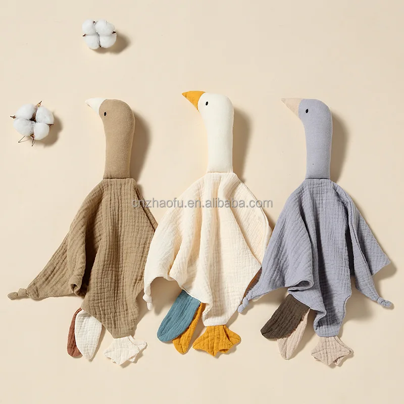 Customized New Product 100% Soft Muslin Cotton Double Layer Baby Animal Shape Comforter Muslin Security Blanket