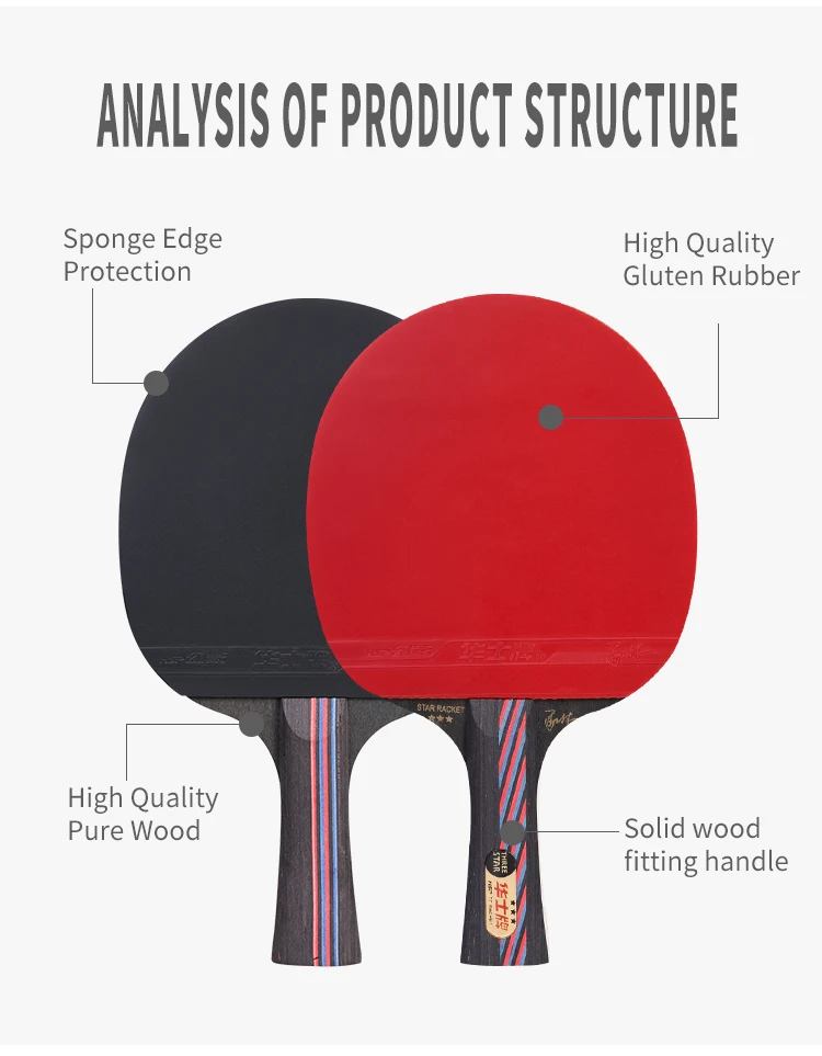 Long Life Cheap Table Tennis Rackets Table Tennis Rackets Brands Double