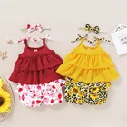 Sling Set Baby Girl 3 Sets Girls Popular Summer Floral Printing Macrame Sling Baby Girl Boutique Clothing