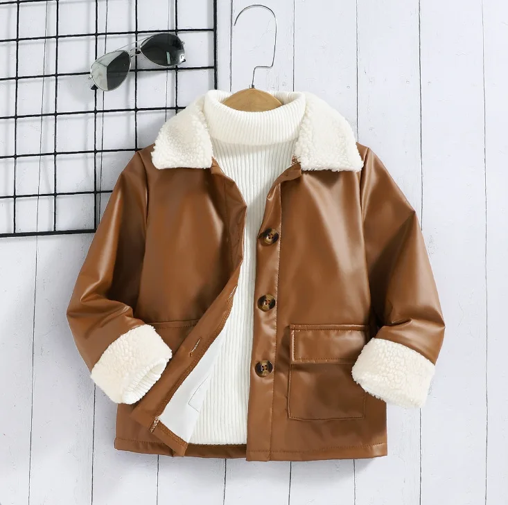 Korean style little boys winter clothes splicing wool collar fashion kids jackets warm boutique boys coats 4-7 year