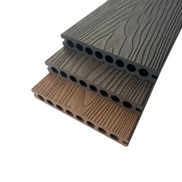 Most Popular 25mm Thick Wood Plastic Composite FPC Flooring WPC round Hole Online Embossed for Home and Outdoor Use
