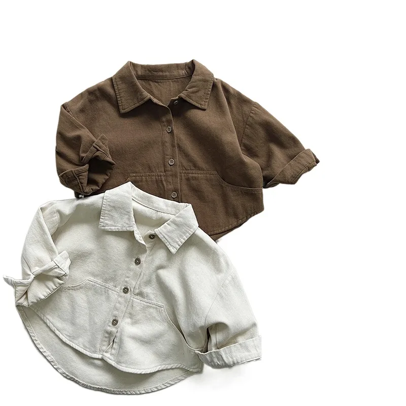 2023 Boys' Shirt Autumn New Children's Long Sleeve Top