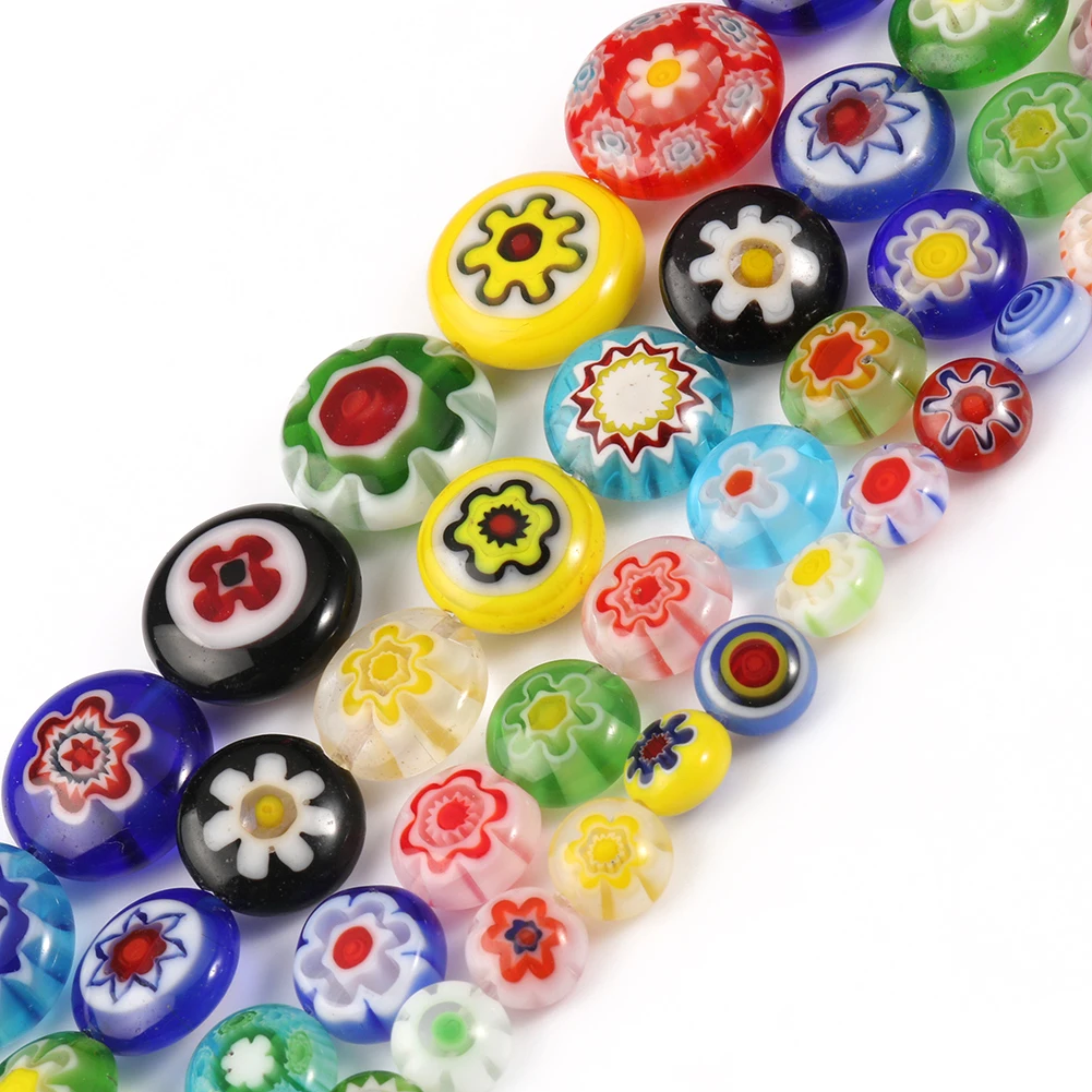 10pcs Charms Rondelle Glass Rose Flower Lampwork Glass Beads 8 10 12mm #G 