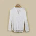 Ladies' Blouse Ladies' Chiffon Long Sleeve Blouse With Neck Slit