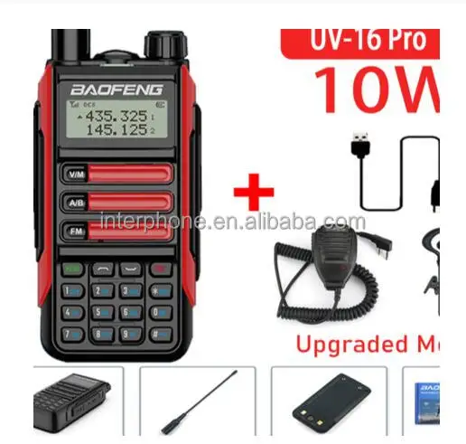 original Bf UV-16,2024 Baofeng UV-16 Waterproof Walkie Talkie High Power 30KM Max Long Range VHF UHF