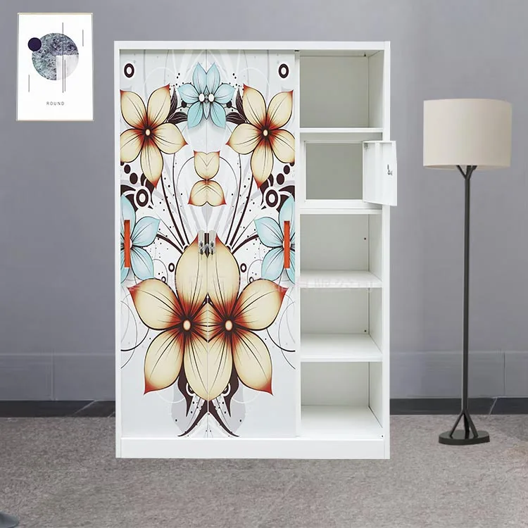 3-Door Printed Steel Wardrobe Bedroom Furniture for Home Use Bongkar Pasang Lemari Pakaian