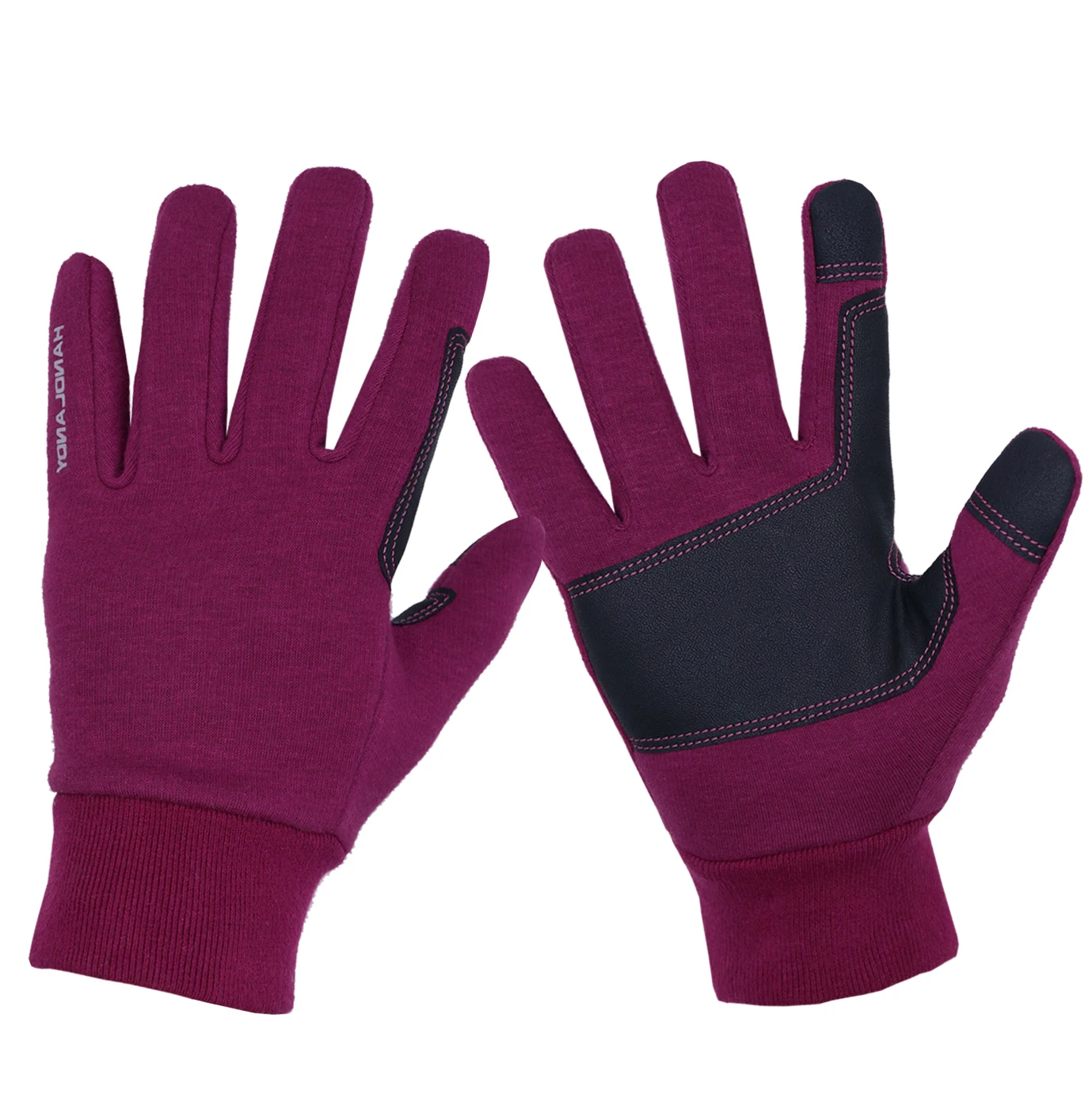 purple running gloves