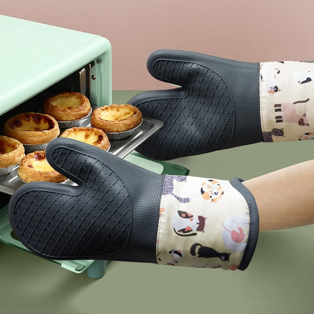 Printing Personalized Custom Silicone Oven Mitts For Kitchen Cooking Heat Resistant Oven Mitt