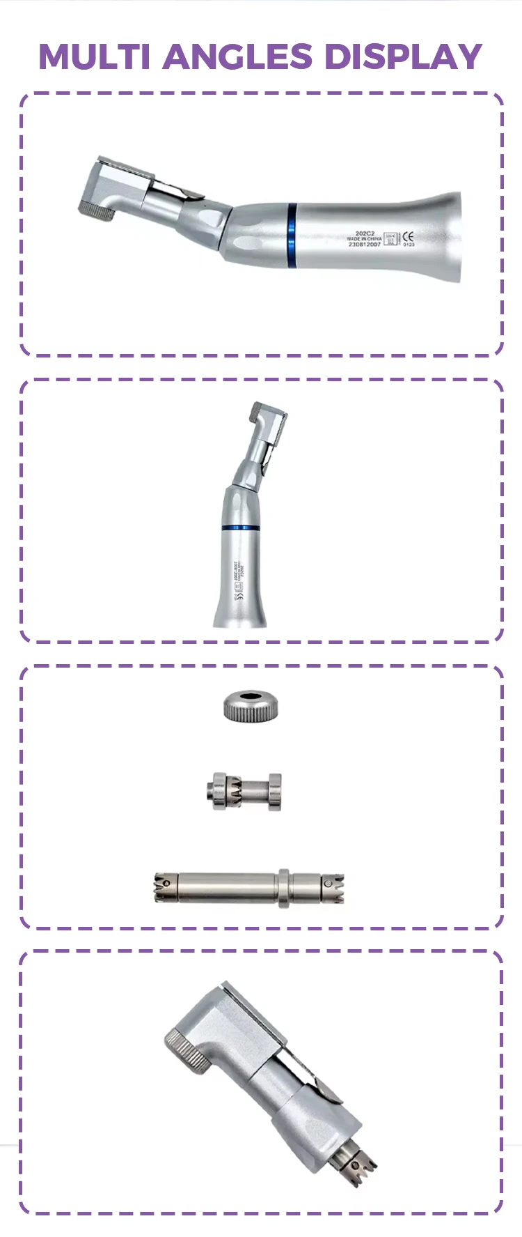 1:1 Dental Low Speed Handpieces Wrench Type E-type Exernal Sprays Key Chuck Contra Angle Dentistry Equipment Medical Instrument manufacture