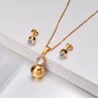 Necklace Sets 18k Gold Plated Crystal Necklace Earring Jewelry Sets