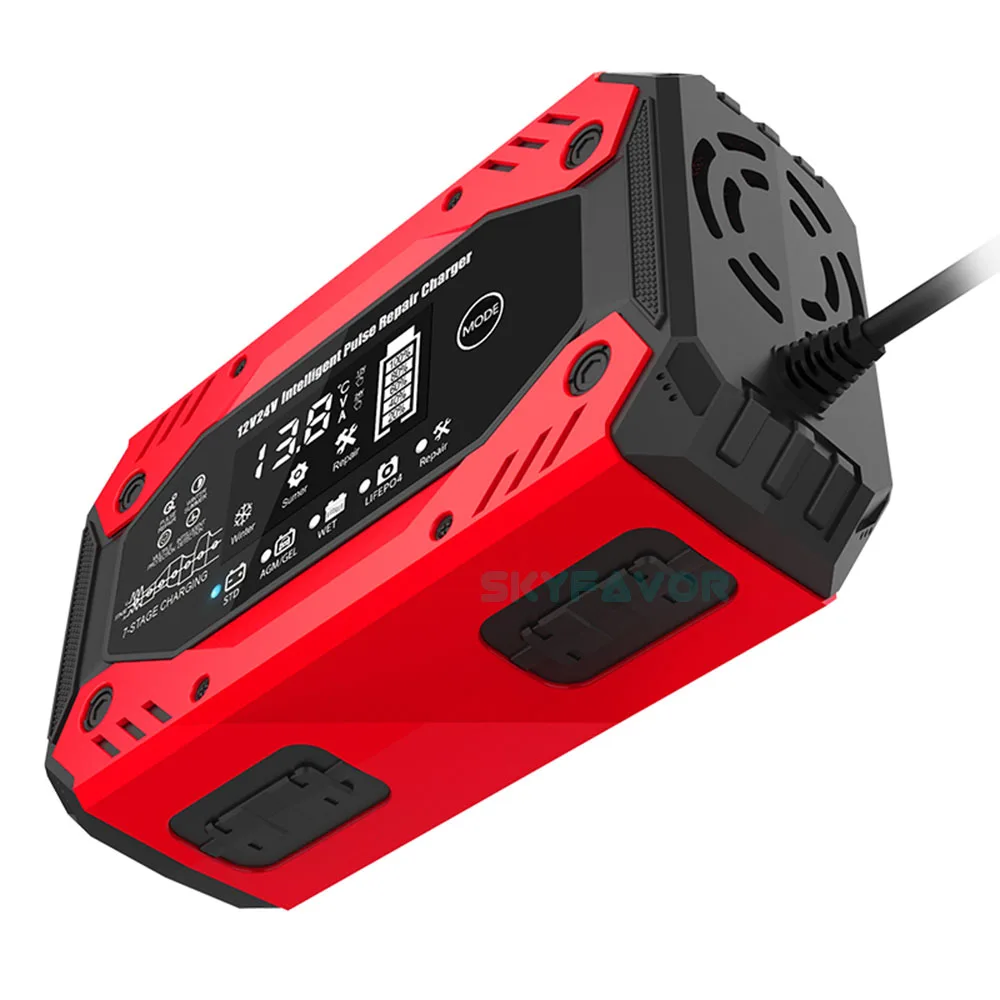 12v 24v lead acid lifepo4 battery charger 12v 24v 10a Universal Multi-function car truck motorcycle pulse repair battery charger