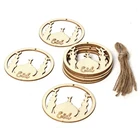 Natural Natural Wood DIY And Linen Rope Hollow Home Decoration Hanging Hollow Wood Eid Mubarak Decoration
