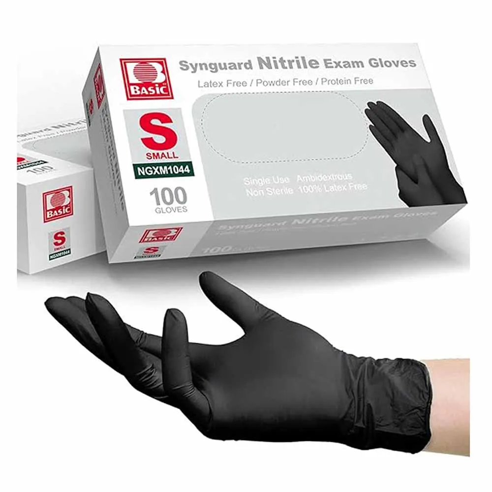 Custom LOGO Medical Thin Latex Free Disposable Gloves Black Non-Sterile Synguard Nitrile Exam Gloves Household Cleaning Gloves Wholesale