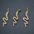 Snake Charm Paved Gold Plated Cute Snake Metal Animal Charm Pendants CZ Beads Paved