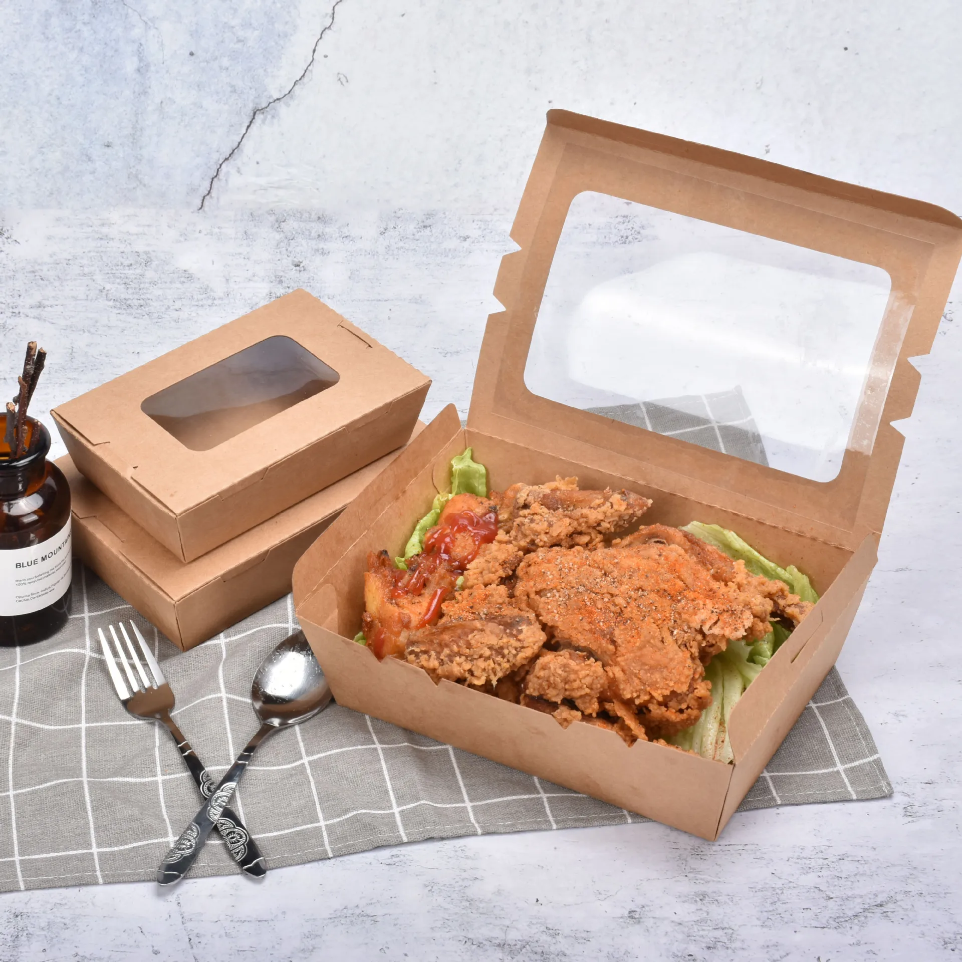 custom logo takeaway food paper box kraft paper food bread cake