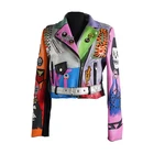 Leather Jackets High Quality Fashion Stud Printing Winter Casual Leather Jackets For Women