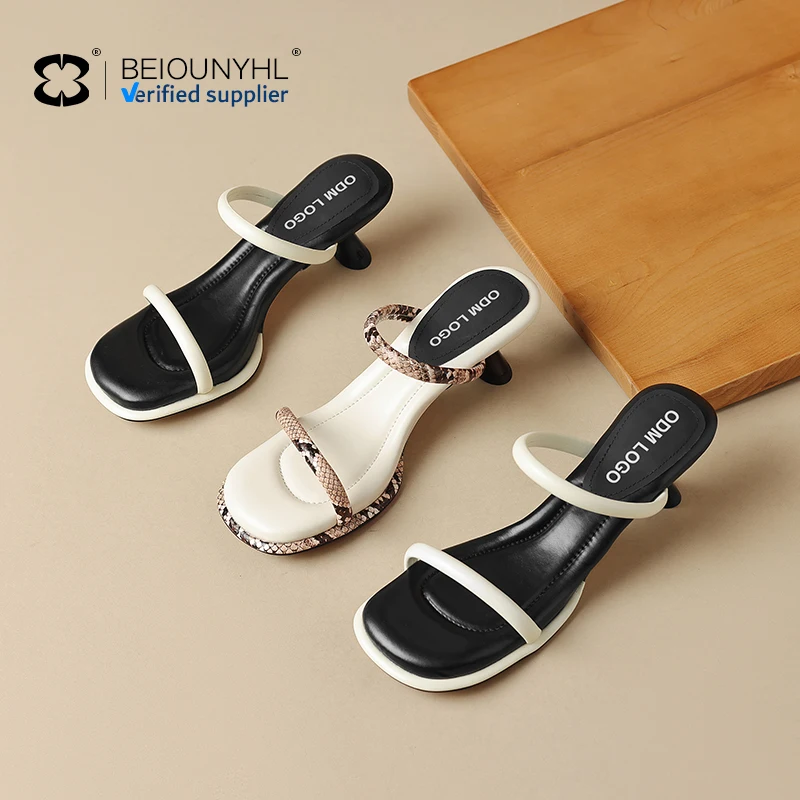 New Arrival Custom Logo Women Special Low Heel Sandals Lady Square Toe Sexy Fashion Heeled Sandal Shoes For Women And Ladies