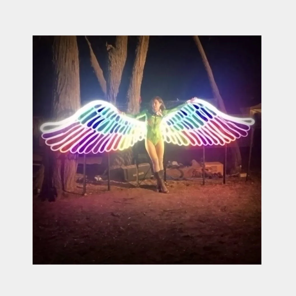 Angel Wings Blue Neon Sign Lamp Light With Dimmer Acrylic Beer Bar 