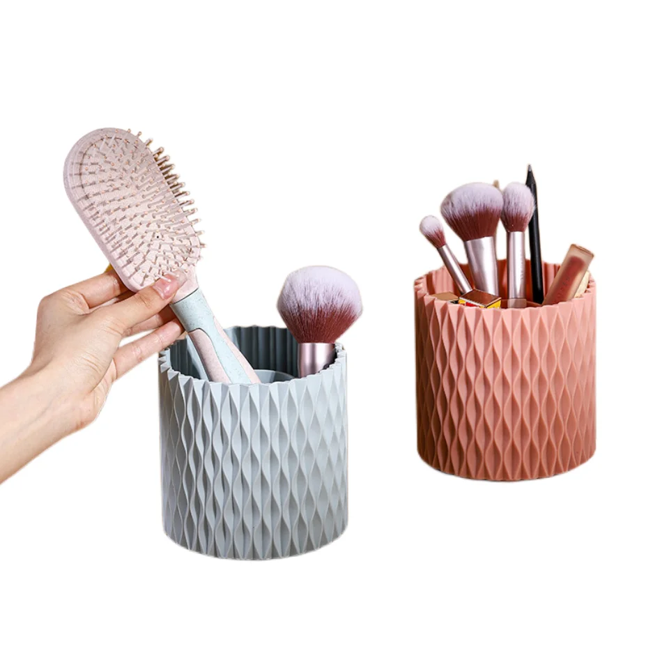 Wholesale Plastic Large Capacity Classified storage Rotating Makeup Storage Bucket For Dressing Table