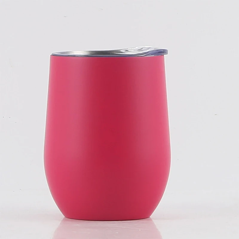 350ml 12oz Egg Tumbler Shape Wine Double Wall Vacuum Insulated Cup With Lid 12oz Stainless Steel Red Wine Tumbler Mugs