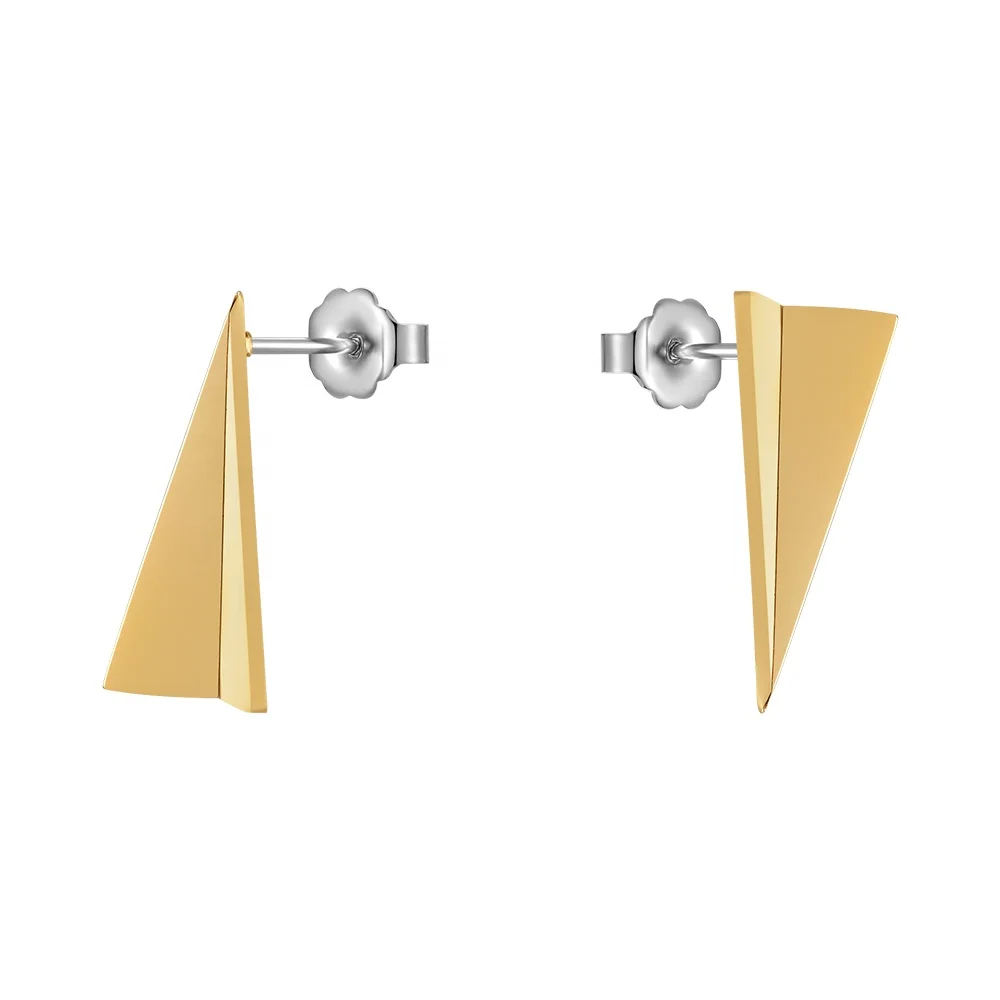 Original Design 18K Gold Plated Stainless Steel Jewelry New In Piercing Triangle Stud Earrings For Women Gift Earrings E221459