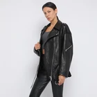 Lamb Leather Jacket Women Oversize Shape Black Vagetable Lamb Leather Jacket Motorcycle For Women
