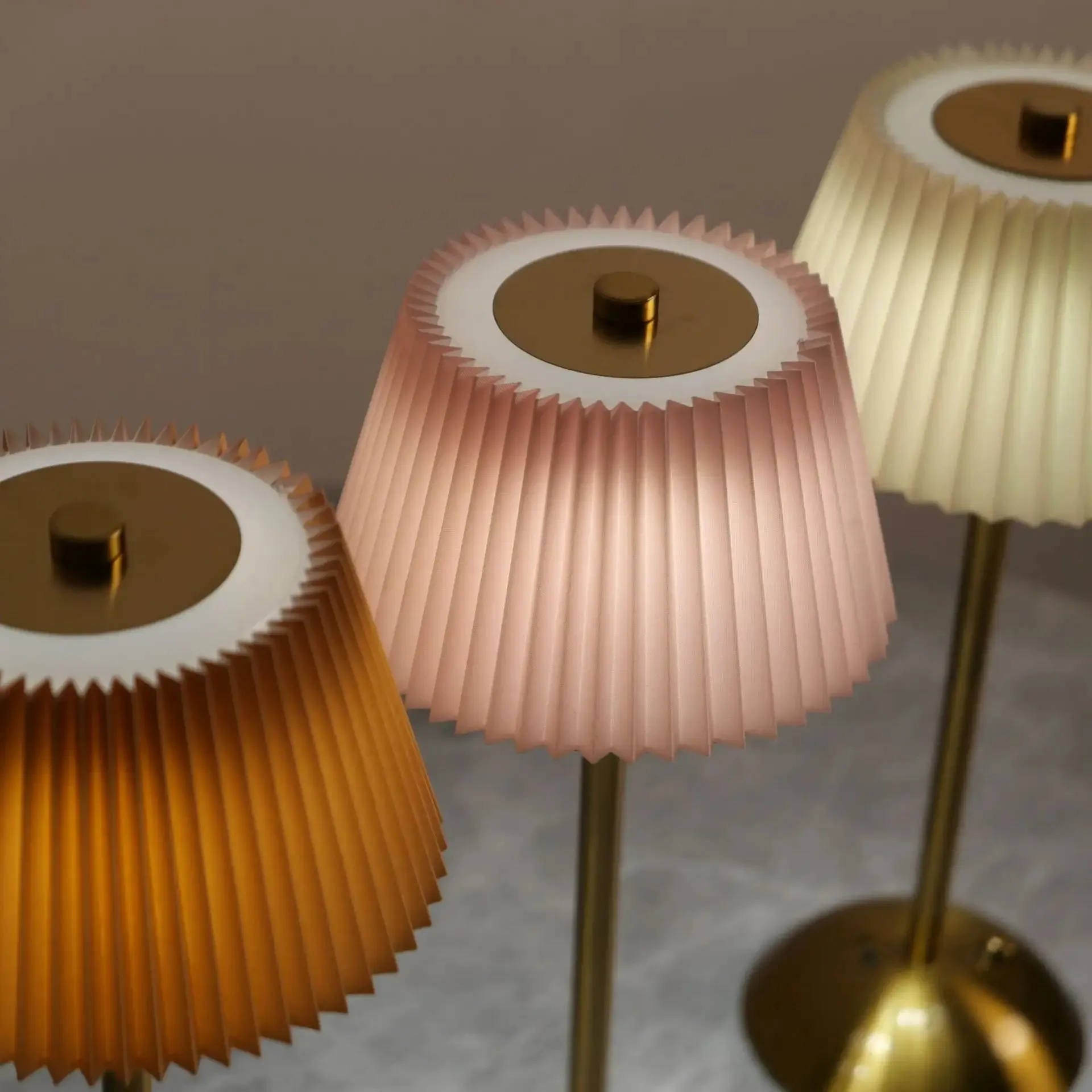 Modern Minimalist Rechargeable Touch Night Light Pleated Fabric Metal Bedside Atmosphere Lamp 5V Battery Cross-Border Table Lamp