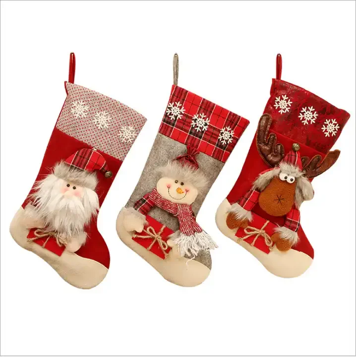 Bulk Christmas Stockings Large Double-Sided Cable Knitted Xmas Stockings Burgundy Red and Cream for sublimation