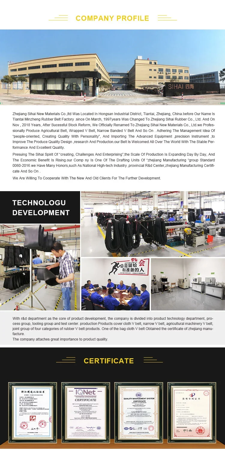 Wedge Wrapped V-belt SPZ Large Stiffness Industrial  Machines Rubber Driving Belt Narrow Small Bando v Belts High Transfer Power details