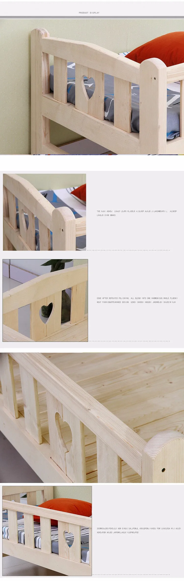 Solid Wood High Quality Children Bed Lengthen Widen Combine Big Bed