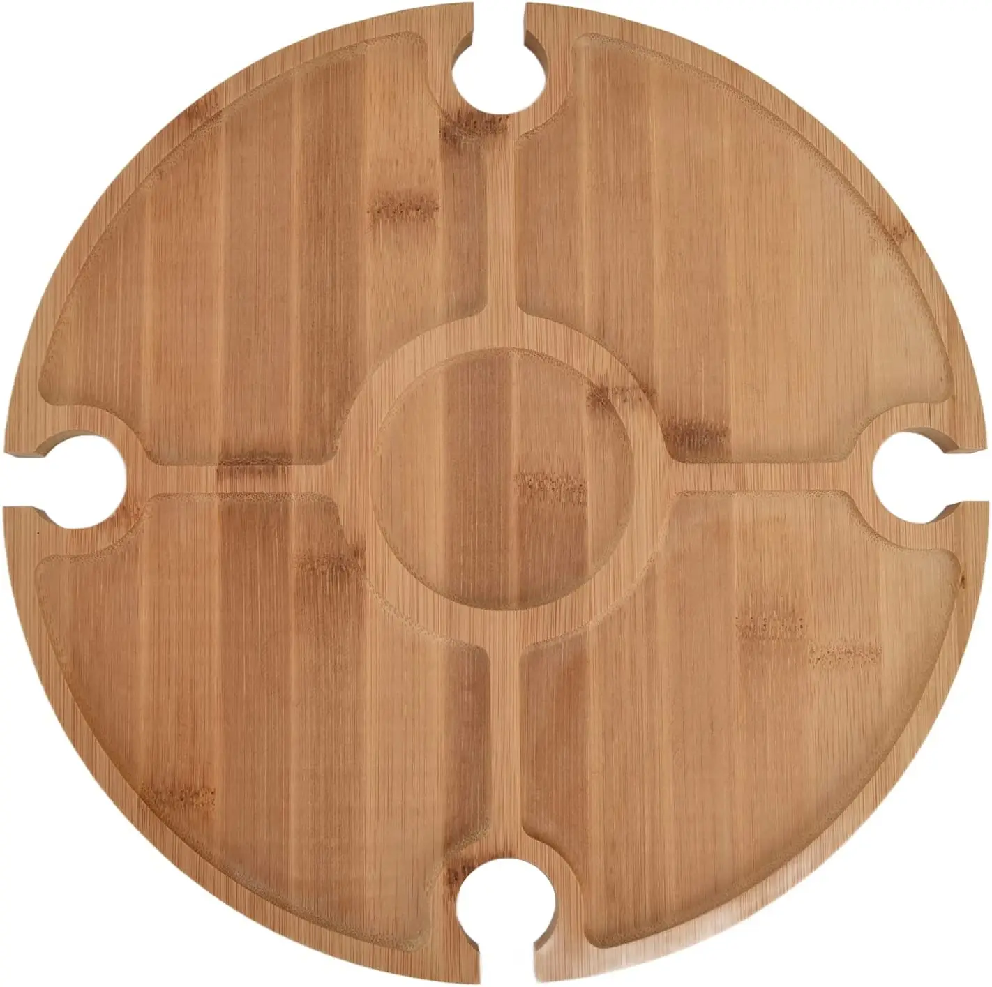 product folding mini tray bamboo portable wine picnic table with glass holders for beach camping-2