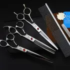 JOEWELL 3pcs/set Of 7.0 Inch Silver 6CR Stainless Steel 62HRC Hair Cutting Scissors With Ruby On Handle