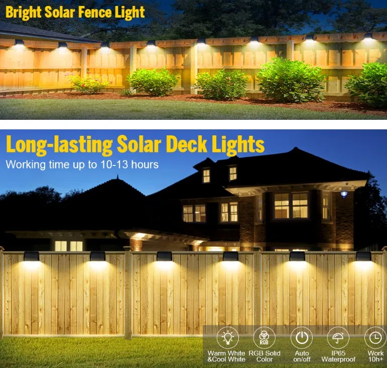 Very High Quality Rgb Solar Fence Light 1w Ip65 Waterproof Warm White