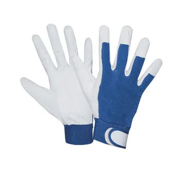 GL2010 Sheepskin Leather Safety Gloves Pig grain Goat leather Protective Driver Working Gloves with Elastic Cuff and Cotton Back